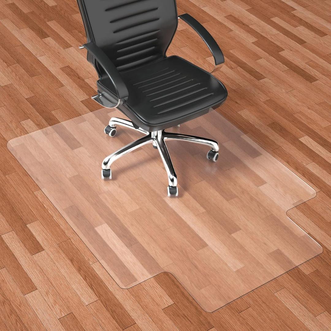 Naturehydro Office Chair Mat for Hardwood Floor, 48" x 36" Transparent Floor Protector, Easy Glide Rolling Desk Chair Floors Mat, BPA and Phthalates Free (with Lip)