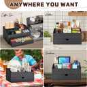 Coffee Bar Organizer with Drawer, Coffee Station Organizer for Countertop, Wood Coffee Bar Accessories Organizer for Coffee Bar Decor, Farmhouse Cup Pod Holder Condiment Organizer(Black)