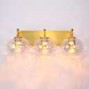 23" Brushed Gold Vanity Light Stained Hammered Glass Wall Sconce 3-Light Brass Wall Lamp for Hallway Living Room Stairwell Bathroom Over Mirror, Brass Gold, 3-Light 