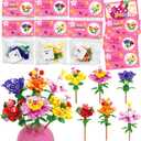 WODMAZ Flower Bouquet Building Blocks, 24 Packs Romantic Flower Toys Easter Gifts for Kids Easter Theme Party Favors Egg Hunt Basket Stuffer, Classroom Prize Supplies