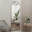 Arched Full Length Mirror - 14"x 48" Hanging Wall Mirror for Full Body View - Black (48"L x 14"W, Black-arched)