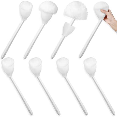 Eaasty Toilet Bowl Mop Toilet Bowl Brush White Soft Swab Bathroom Brush with Holder Long Handle Cleaning Scrubber Bathroom Accessories(8 Pcs)