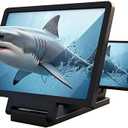 12" Big Screen Phone Magnifier, Upgraded HD Foldable Design Screen Magnifier Version for Movies, Gaming and Videos (Black, Horizontal)