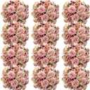 Tigeen 12 Bundles Peonies Artificial Flowers Faux Roses Silk Flowers Hydrangea Artificial Bouquet for Wedding Table Centerpiece Floral Vase Home Office Bridal Decor (Fuchsia)