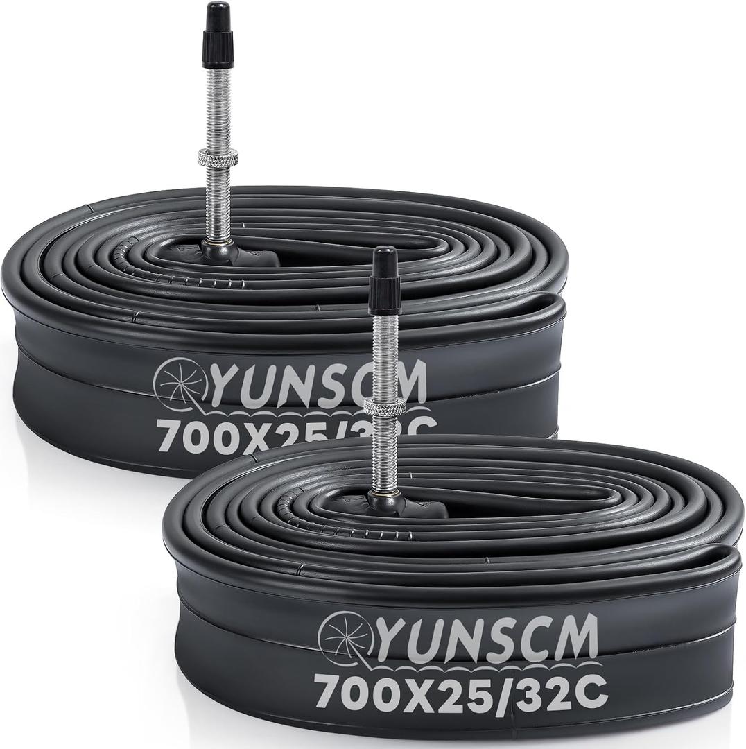 YUNSCM 2-PCS 700x25C/28C/30C/32C Bike Tubes FV48mm Presta Valve Premium Butyl Rubber 700C Bicycle Tubes Compatible 700 x 25C 700x26C 700x28C 700x30C 700x32C Bike Tire Tubes (G-276)
