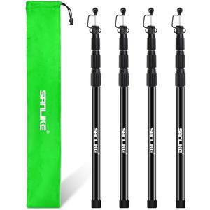 Tent Poles for Tarp, 8.2' Fiberglass Tarp Poles Set of 4, Tent Poles Replacement, Telescoping Pole, Canopy Poles, Camping Poles for Rooftop Tents, Trekking Pole Tent for Rain Fly, Camper, Awning, 2.9' to 8.2'