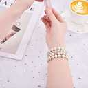 VISOOM Beaded Bracelet Compatible for Apple Watch Band 40mm/38mm/41mm Series 9 8 7 SE Series 6/5/4 Women Fashion Cute Handmade Pearl Stretchy Watch Strap for iWatch Bands Series 3/2/1 Replacement