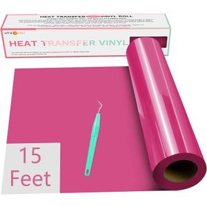 HTVRONT HTV Vinyl Rolls - 12" x 15ft Rose Red HTV for Shirts, Iron on Vinyl for All Cutting Machines - Easy to Cut & Weed for Heat Vinyl Design