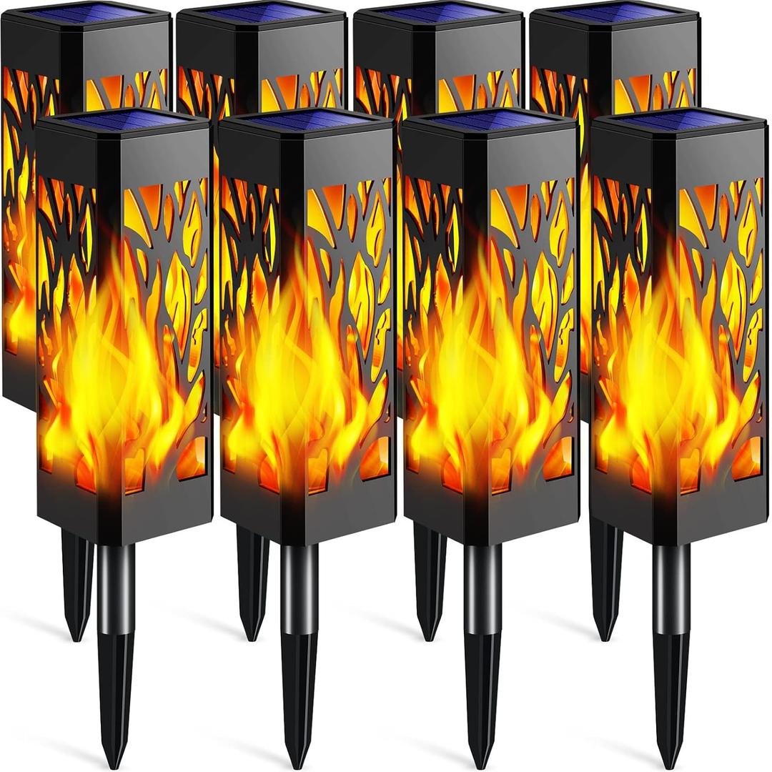 TomCare Flickering Flames Pathway Lights Solar Powered Decorative Garden Waterproof Torch Outdoor Landscape Lighting for Yard Patio