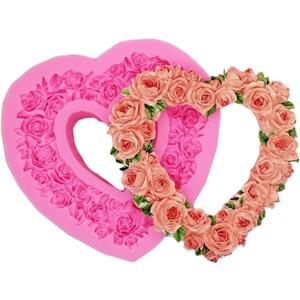 Rose Heart Wreath Fondant Chocolate Candy Silicone Mold Cake Decorating Baking Pastry Tools Soap Mould Resin Polymer Clay Mold