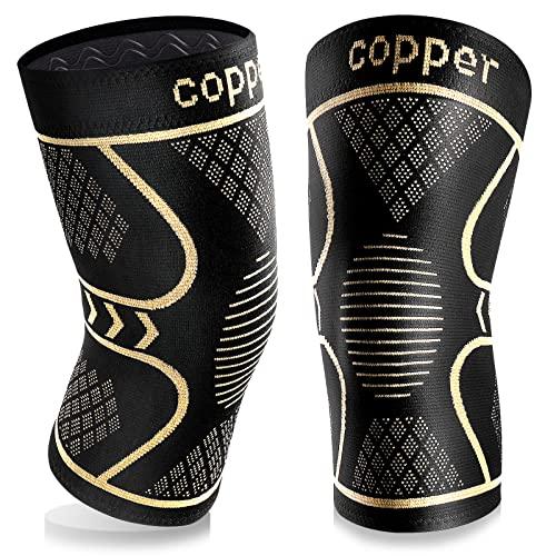 Copper Knee Braces for Women and Men 1 Pack, Knee Compression Sleeve for Knee Pain, Arthritis,ACL, Meniscus Tear, Joint Pain Relief, Knee Support for Running, Working Out, Fitness, Weightlifting-L