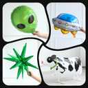 154pcs Alien Balloon Arch Kit - Green Black Silver Latex Balloons with Alien/UFO/Cow/Burst Foil Balloons for Alien Decorations, Space Birthday, Trunk or Treat Car Decor