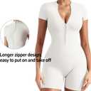 Women Bodysuit Zip Tummy Control Yoga Workout Work Out Gym Set for Athletic Rompers Romper Leotards One Piece Outfit Sexy (White, M)