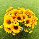 6pcs Sunflowers Artificial Flowers with 6 Large Sunflower Heads and Long Stems for Indoor Outdoor DIY Wedding Bouquets Baby Shower Centerpieces Floral Arrangements Party Tables Home