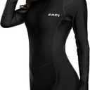 Daci Women Long Sleeve Rash Guard One Piece Boyleg Swimsuit Zipper Surfing Bathing Suit UPF 50+ (M)