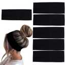 6 Pcs Black Headbands for Women Hair Cotton Headband Non-slip Stretchy Elastic Head Wrap Holder Hair Accessories