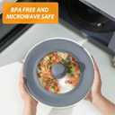 Set of 2 Vented Tempered Glass Universal Lid for Pot Pan Skillet with Heat Resistant Silicone Microwave Splatter Cover Microwave Safe Fit 6.5" 7" 7.5" and 11.5" 12" 12.5", Light Grey