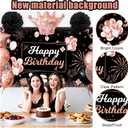 15th Birthday Decorations for Girls, Rose Gold 15 Birthday Party Packs (55pcs), Number 15 Balloons Fiol, Hanging Swirl Flags, Backdrop, Cake Toppers for Girls 15th Birthday