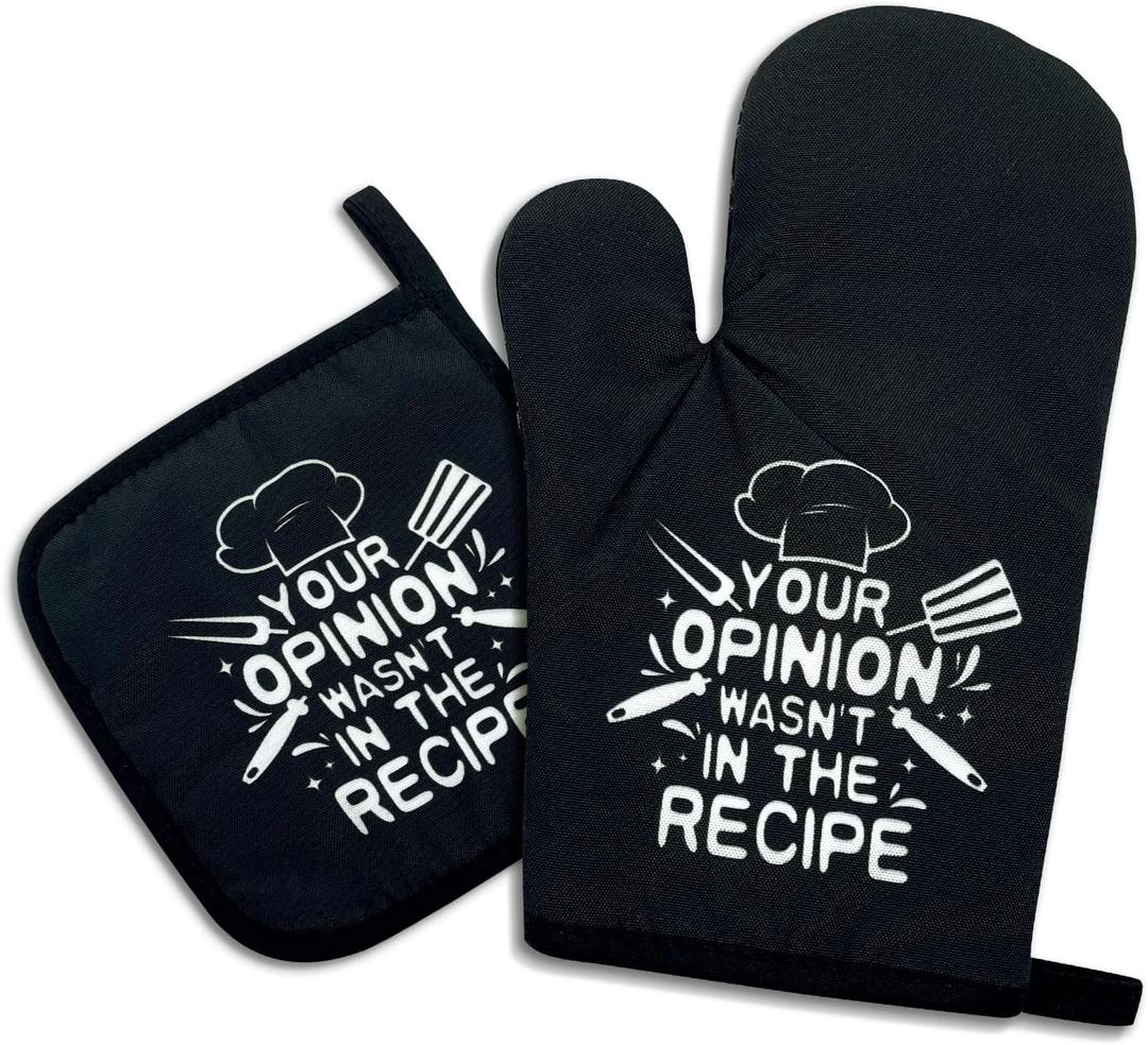 Your Opinion was Not in The Recipe, Funny Oven Mitts and Pot Holders, Silicone Non-Slip Oven Mitts, Chef Gift, Housewarming Gift Ideas, Cooking Baking BBQ Gifts