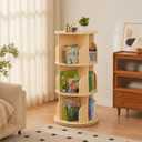 Kids Rotating Bookshelf, 360° Display 3 Tier Bookcase Storage