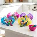 6 Pcs Large Easter Eggs Fillable, 6 Inch Colorful Jumbo Plastic Empty Egg Stand Upright for Easter Eggs Hunt Basket Stuffers Fillers Filling Treats Party Favor Classroom Prizes Supplies (Clear)