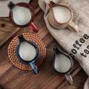 4 Pack 3 Oz Small Creamer Pitcher, Creamer Cup with Handle, Ceramic Milk Jug for Coffee Milk Sauces Salad, Freezer Safe & Microwave