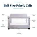 Baby Delight Horizon Full Size Crib, Breathable Mesh Walls, Tool-Free Assembly Baby Bed, Luxe Quilted Easy to Clean Fabric, Grey