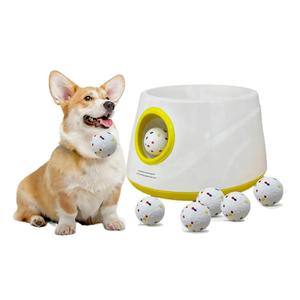 Automatic Ball Launcher for Dogs, Dog Ball Launcher with 6 ETPU 2.3” Balls, Adjustable Distance Thrower for Indoor & Outdoor Fetch Play, Interactive Pet Toy for Small & Medium Dogs