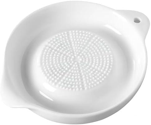 1 Pack Advanced Ceramic Grater Plate for Ginger, Garlic, Onion, Cheese, Lemon, Chocolate, Vegetables and Fruits in Kitchen, White, 6 Inches
