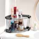 Corner Bathroom Counter Organizer, Perfume Skincare Organizers and Storage Countertop, Makeup Shelf for Vanity Dresser, Tiered Counter Top Skin Care Holder, 2 Tier, Black