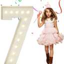 4FT Marquee Numbers, Large Light Up Numbers 7 for 7th 17th 70th Birthday Party Decorations, Giant Light Up Number for Anniversary Decor, 4 Feet Mosaic Number 7 with LED Lights DIY Kit