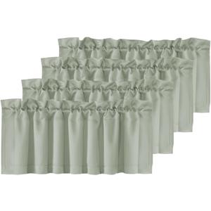H.VERSAILTEX 4 Panels Blackout Valances for Small Windows Thermal Insulated Short Curtains Privacy Decorative Rod Pocket Shade for Kitchen/Living Room/Cafe/Bathroom/Laundry,52" W x 18" L,Sea Grass