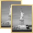 ENJOYBASICS 12x16 Picture Frame, Display Poster 9x12 with Mat or 12 x 16 Without Mat, Wall Gallery Photo Frames, Gold, 2 Pack