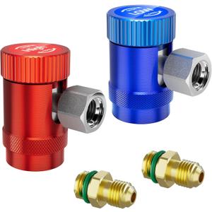 HTOMT R1234yf Adapter,Adjustable R1234yf Quick Couplers Adapter,Air Conditioning Line Repair Tools High/Low Side Connectors R1234yf Quick Coupler Kit,r-1234yf Adapter Set of 2