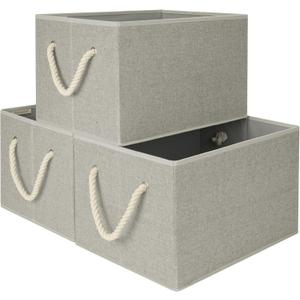 StorageWorks Fabric Storage Bins for Shelves, Storage Baskets for Closet Organization, Organizer Bins for Clothes Storage, Gray, Extra Large, 3-Pack