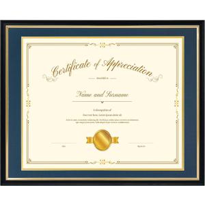 16x20 Diploma Frame for 14x17 Certificate/Document/Picture with Double Mat(Black and Navy),Wood Degree Frame, Black with Gold Side,UV Protection Acrylic,Wall hanging