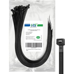 HS Extra Long Cable Zip Ties Heavy Duty 24 Inch, Strong Large Plastic ZipTies Big Straps 200 LBS UV Black 50 Pack,Outdoor Use