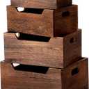 4 x Chunful 4 Pack Wood Crates Nesting Storage Baskets Decorative Farmhouse Wooden Organizer Crates Boxes with Open Front and Handle Rustic Nesting Baskets for Fruit Vegetable Kitchen Bathroom