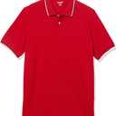 Amazon Essentials Men's Regular-Fit Cotton Pique Polo Shirt (Medium, Red Twin Stripe) 