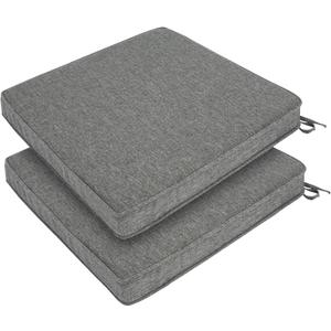 FUNHOME Indoor/Outdoor Chair Cushions Set of 2, 18 x 18 x 2.5 Inch Square Corner Outdoor Cushions for Patio Furniture,2 Packs Patio Chair Cushions with Ties-Dark Grey