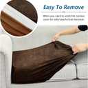 Couch Cushion Covers Leather-Look 3PC Stretch Sofa Seat Slipcover Sets for Living Room Individual Sofa Cushion Cover Couch Seat Protectors, Pet-Friendly, Non-Slip, Easy Fit - Brown