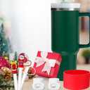 Mity rain 9PCS Christmas Accessories for Stanley Cup - Tumbler Accessories Including 4 Pcs Straw Cover Cap, 4 Pcs Spill Proof Stopper,1 Pc Silicone Boot for Stanley Cup 30/40OZ (Red)