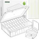 Bead Organizer Box, 30pcs Small Clear Plastic Storage Containers, Craft Storage Box Features Hinged Lid and Labels, Mini Boxes for Bracelets, Jewelry, Diamonds, Clay Beads, Screws, Seeds, Small Parts