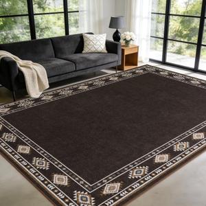 QDUIDU Large Geometric Area Rugs for Living Room Bedroom 4x6 Brown Rug