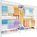 Ulif E12 Max Clothes Rack，Heavy Duty Freestanding Garment Rack with Shelves，Metal Clothing Closet Storage System for Hanging Clothes，83" W x 16" D x 76.5" H, Hold 1060 lbs，White
