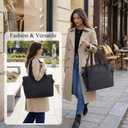 Puffer Tote Bag for Women, Work Bag with Cup Holder, Teacher Bag with Compartments, Quilted Tote Bag with Zipper for Travel