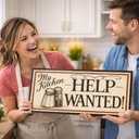 Funny Kitchen Sign Wall Decor, Help Wanted Sign, Coffee Bar Sign, Rustic Farmhouse Kitchen Decor, Vintage Wooden Kitchen Sign, Coffee Station Decor, Funny Kitchen Wall Art, Gift for Coffee Lovers.