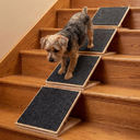 Cinnvoice 4 Packs Dog Ramp for Stairs Adjustable 5.5 to 7.48 Inch Height Foldable Wooden Pet Ramp with Non-Slip Carpet Surface for Indoor Small Dogs Cats Senior Pets (11.81 Inches/ 30 cm)