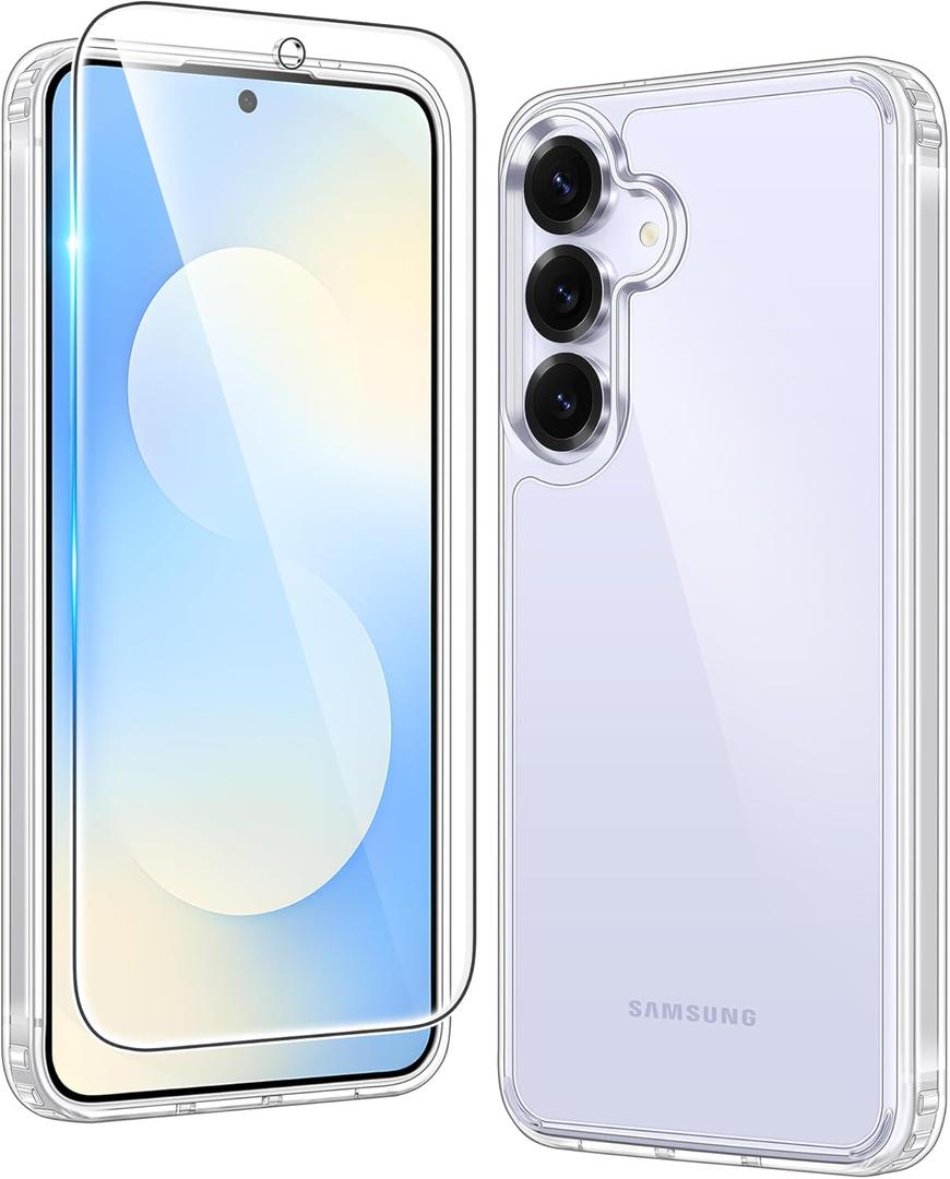 FNTCASE for Samsung Galaxy S25-FE Case: for Samsung Galaxy S25 FE Clear Military Grade Drop Protection Anti Yellowing Cell Phone Cover - Rugged Shockproof Protective Bumper Transparent Phonecase