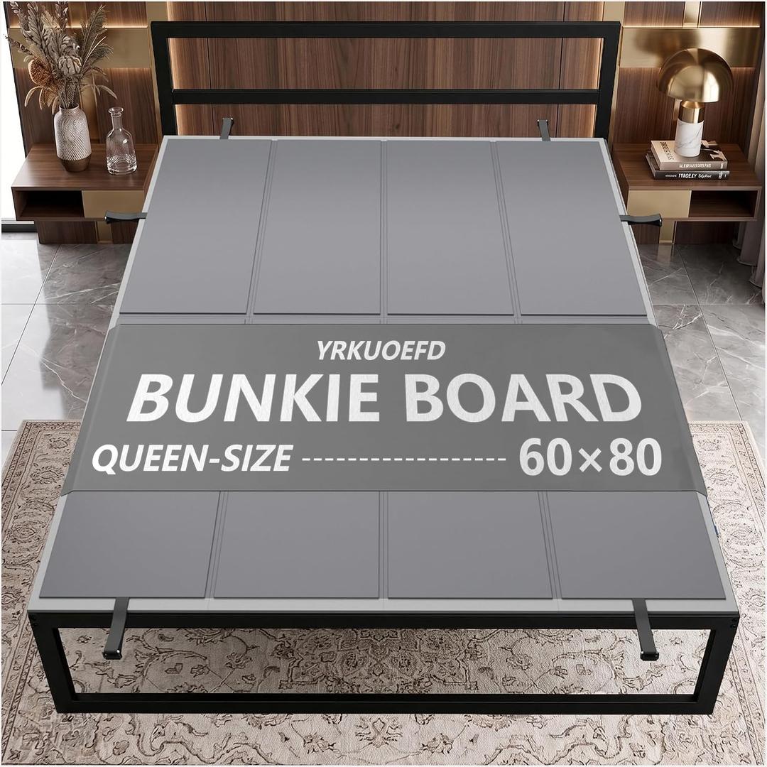 Bunkie Board Queen 60x80'' Premium 10mm Heavy Duty Anti-Sag Mattress Support Board Noise Minimizing,Moisture Resistant Fits Metal FramesPlatform Beds (Grey)